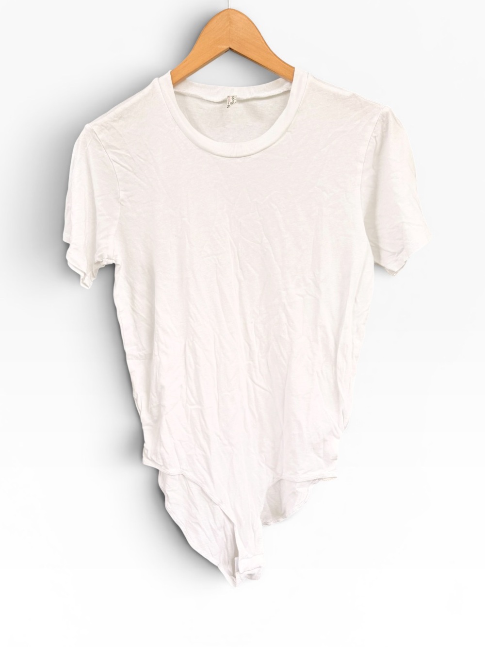 Free People Intimately White Short Sleeve Cotton Bodysuit T-shirt Top Snap S